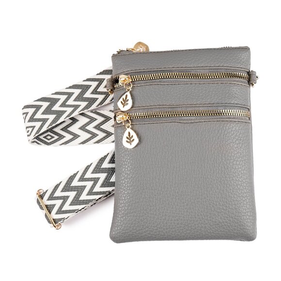 Artizanni Womens Crossbody Vegan Clutch Purse Satchel with Guitar Strap (Grey) - Picture 1 of 12